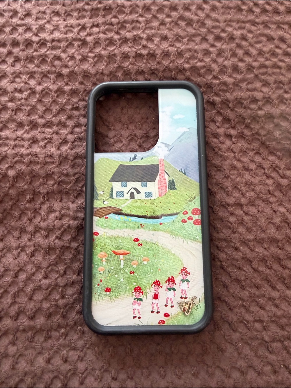 Whimsical Cottage Landscape Phone Case - Pink & Green